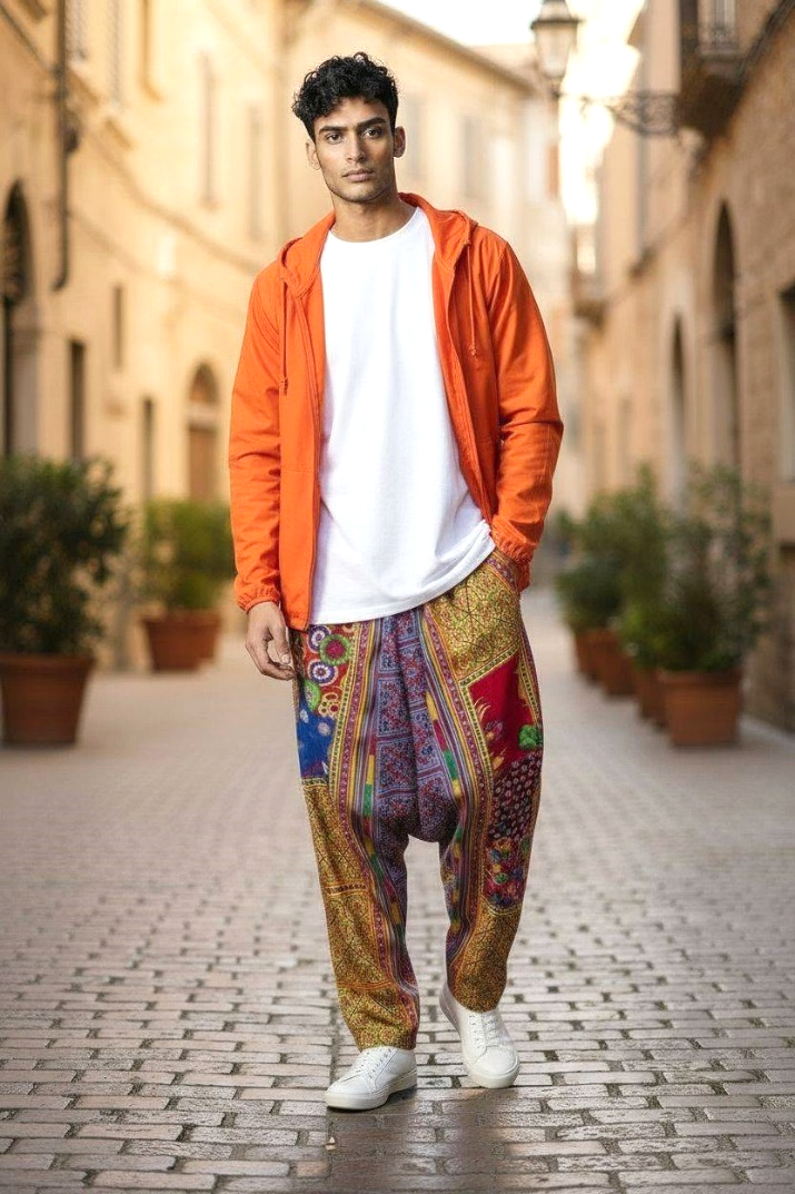 Hand-Embroidered Hmong Pants (Unisex Free Size, Tribal Boho Style, Handmade in Thailand)