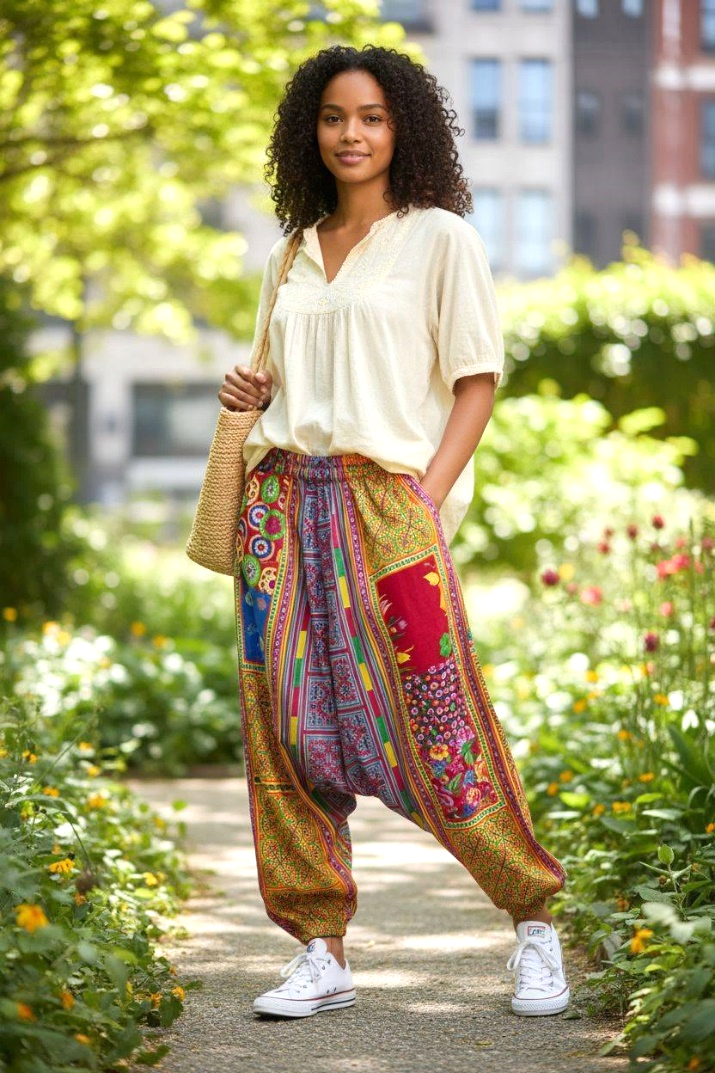 Hand-Embroidered Hmong Pants (Unisex Free Size, Tribal Boho Style, Handmade in Thailand) - Image 3