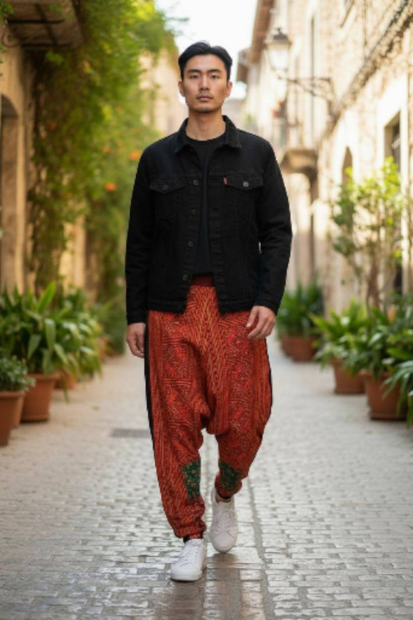 Hand-Embroidered Hmong Pants (Unisex Free Size, Tribal Boho Style, Handmade in Thailand) - Image 4