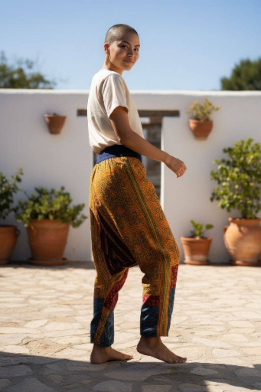 Hand-Embroidered Hmong Pants (Unisex Free Size, Tribal Boho Style, Handmade in Thailand) - Image 5