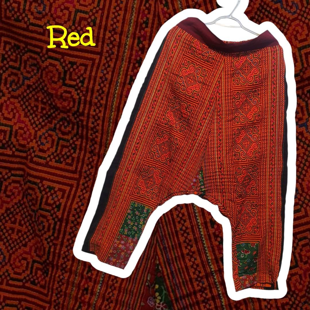 Hand-Embroidered Hmong Pants (Unisex Free Size, Tribal Boho Style, Handmade in Thailand) - Image 6