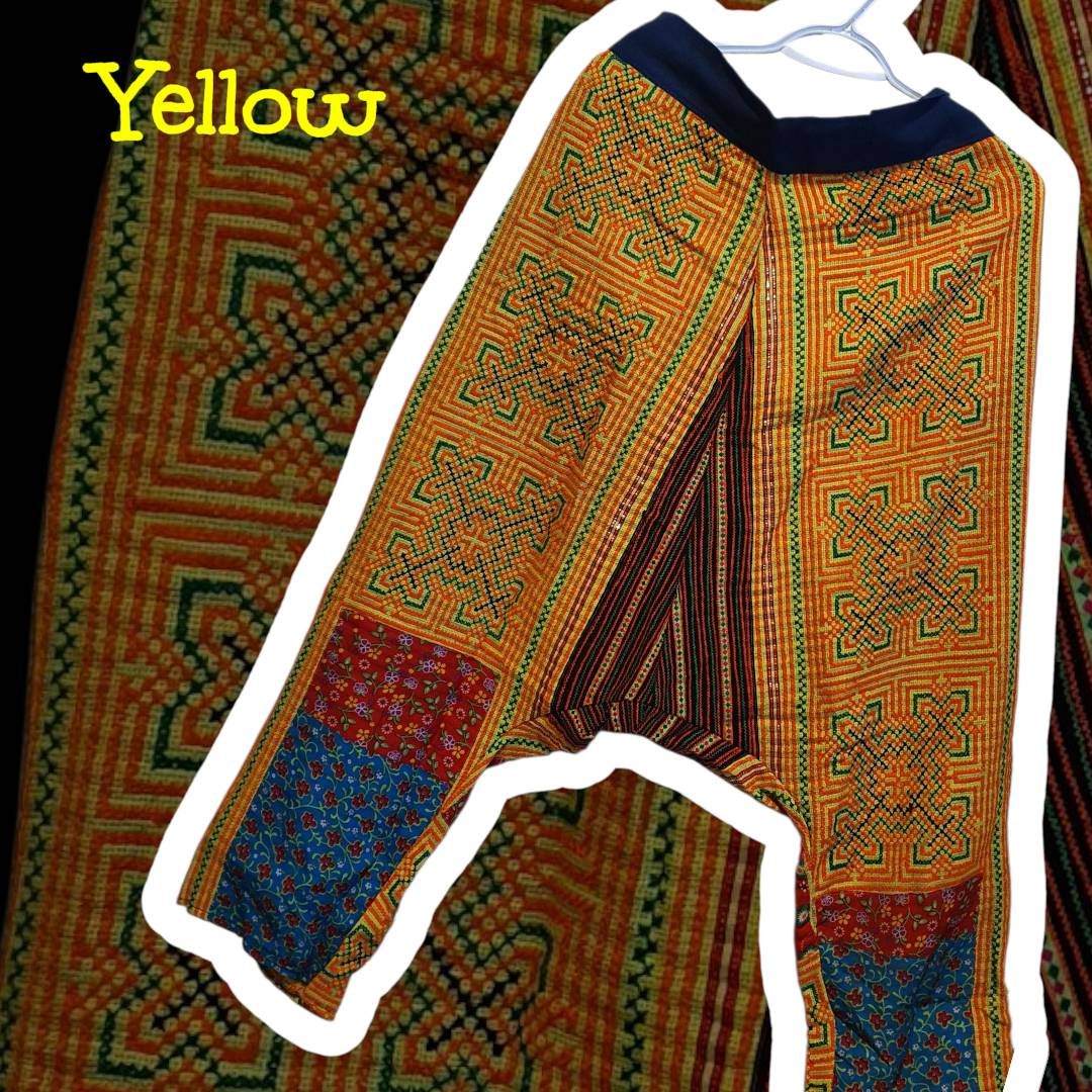 Hand-Embroidered Hmong Pants (Unisex Free Size, Tribal Boho Style, Handmade in Thailand) - Image 7