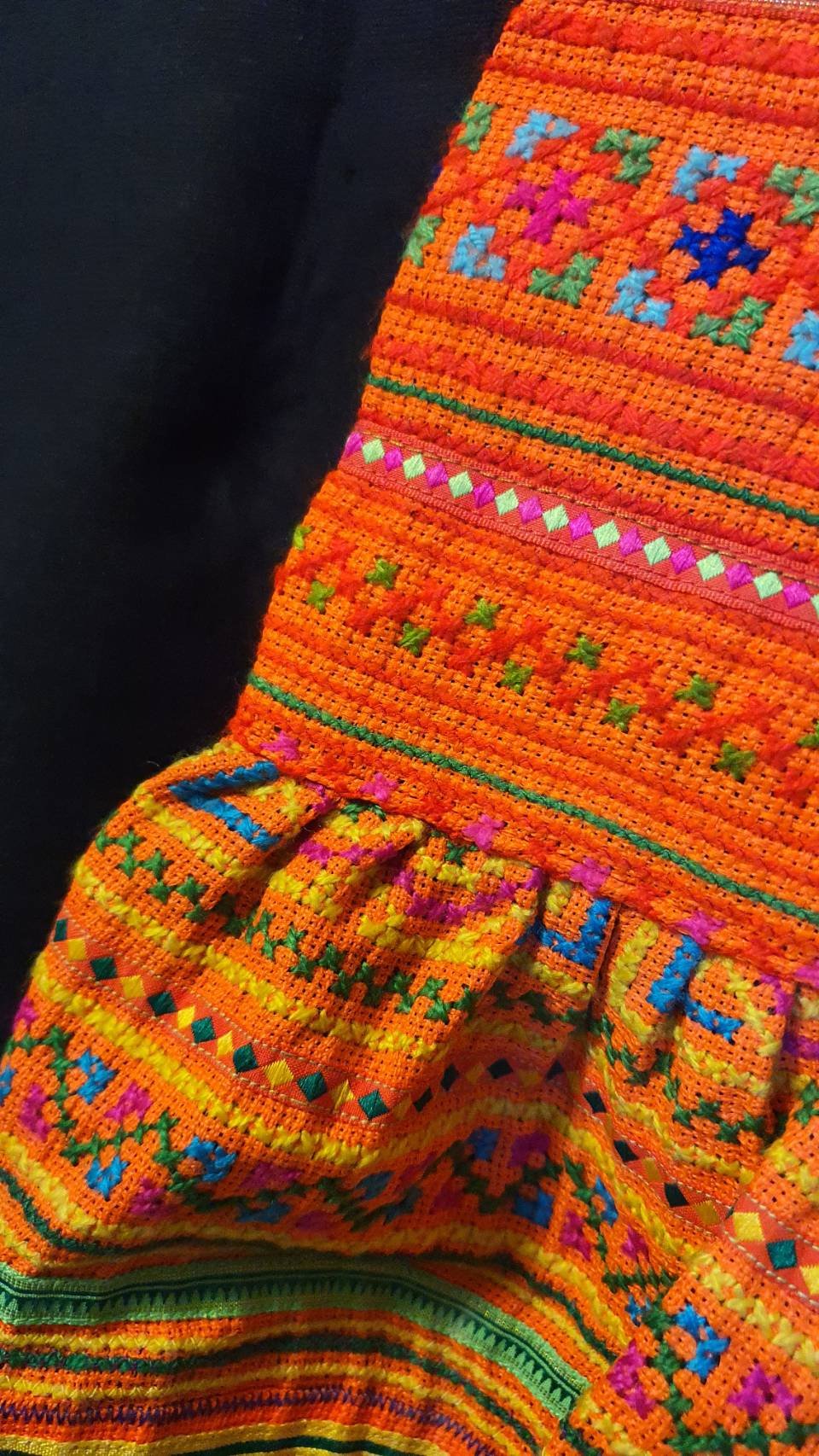 Hand-Embroidered Hemp Jacket (Full Embroidery, Balloon Sleeves, Tribal Neck Trim, Handmade in Thailand) - Image 5