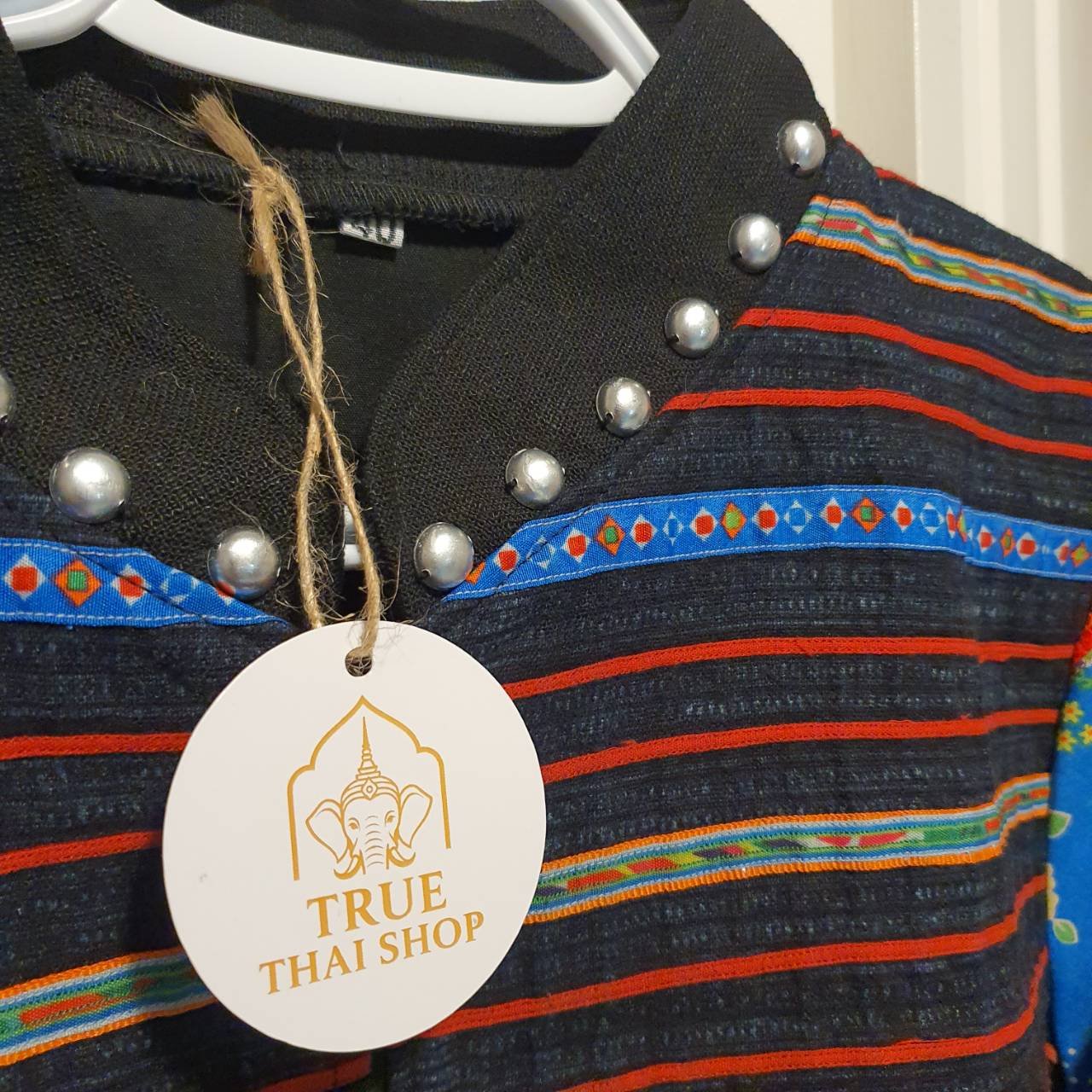 Hand-Embroidered Hemp Jacket (Full Embroidery, Balloon Sleeves, Tribal Neck Trim, Handmade in Thailand) - Image 6