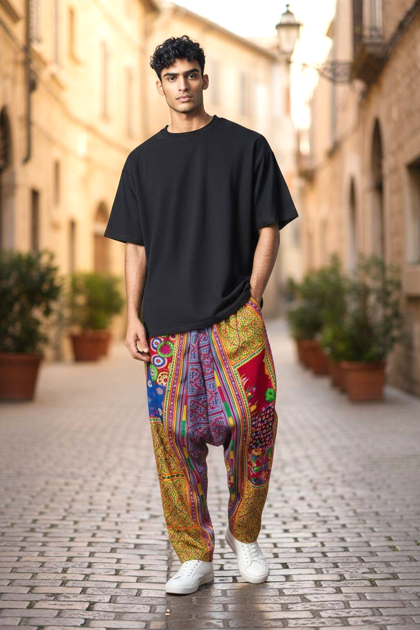 Hand-Embroidered Hmong Pants (Unisex Free Size, Tribal Boho Style, Handmade in Thailand) - Image 2