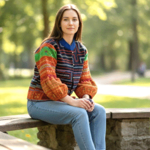 Hand-Embroidered Hemp Jacket (Full Embroidery, Balloon Sleeves, Tribal Neck Trim, Handmade in Thailand)